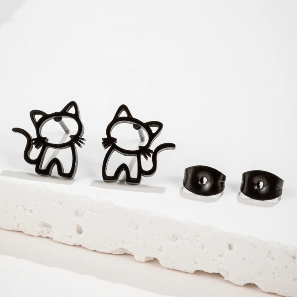 Black Cat Earrings Casual